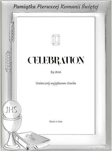 Ramka Posrebrzana Pierwsza Komunia Święta 10x15