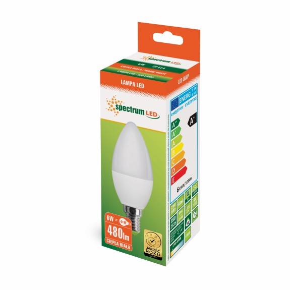 SPECTRUM ŻARÓWKA LED ŚWIECOWA E14 6W 3000K