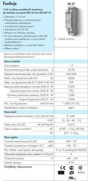 FINDER PRZEKAŹNIK IMPULS. MOD. 20.21.8.230.4000
