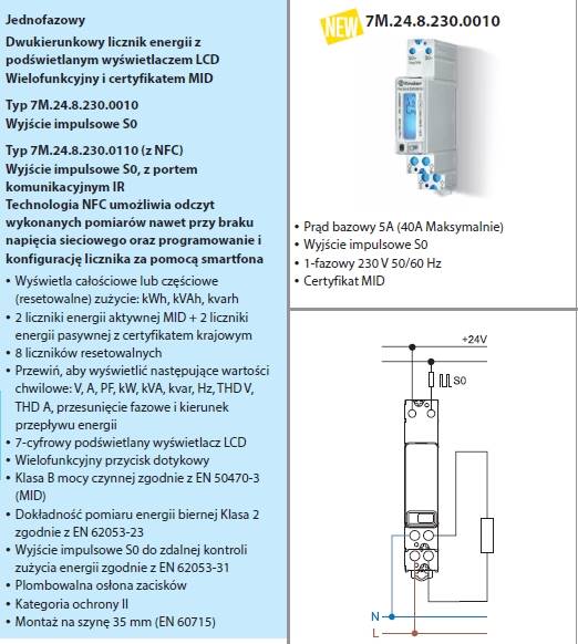 FINDER LICZNIK ENERGII 7M.24.8.230.0010 1F 40A