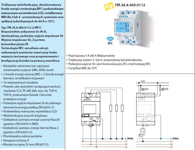 FINDER LICZNIK ENERGII 7M.38.8.400.0112 3F 80A NFC