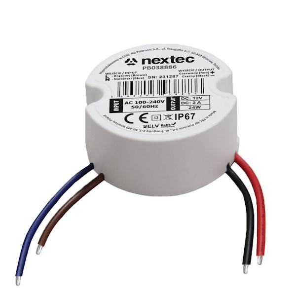 ZASILACZ DO LED dopuszkowy 12V 24W 2A IP67