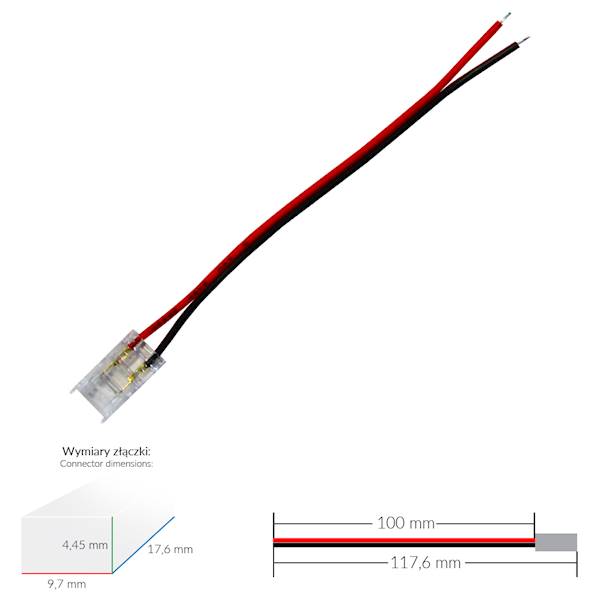 NEXTEC ZŁĄCZKA LED COB/SMD MONO IP20  8mm T-P 10cm