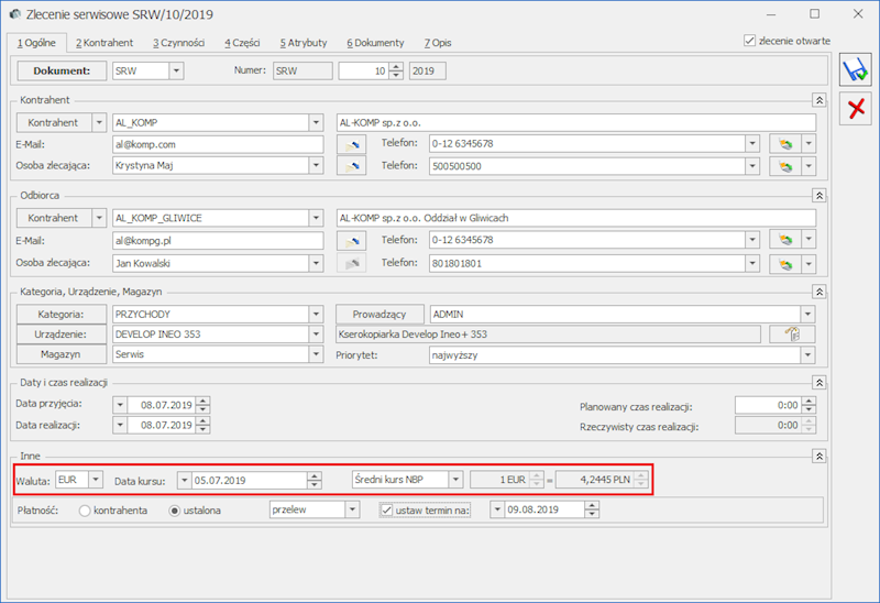 Comarch ERP Optima Serwis Wesja Online