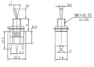 PRZEŁĄCZNIK MTS-102 3-PIN 2-POZ
