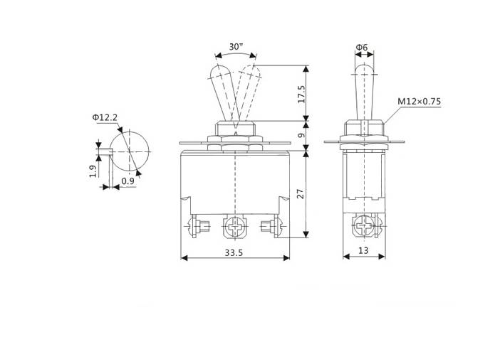 PRZEŁĄCZNIK KN3C-102 3PIN ON-ON