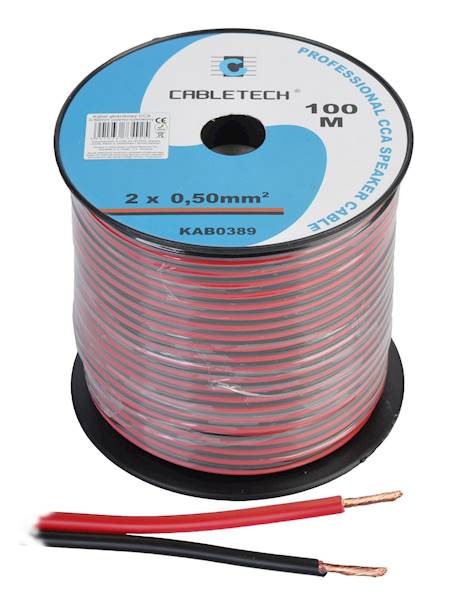 KABEL GŁOŚNIKOWY 2X0,5MM CZARNO-CZERWONY
