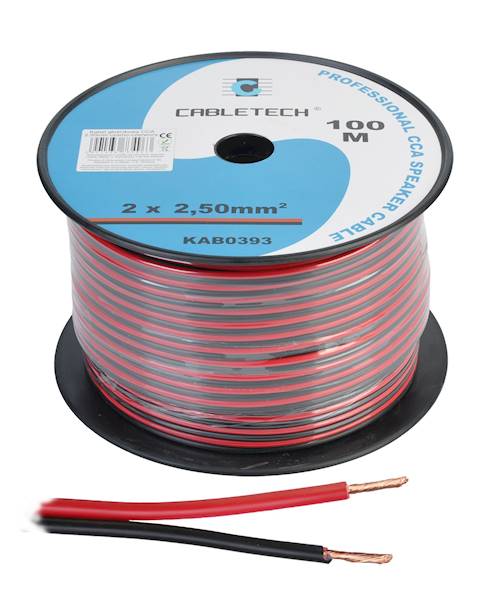 KABEL GŁOŚNIKOWY 2X2,5MM CCA CZARNO-CZERWONY