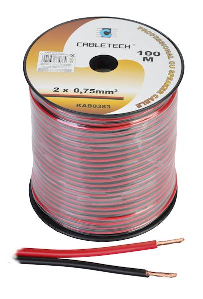 KABEL GŁOŚNIKOWY 2X0,75MM CZARNO-CZERWONY 100M