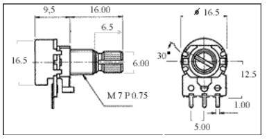 POTENCJOMETR RV 16LN A100K LOGARYTMICZNY