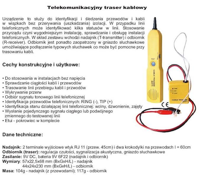 SZUKACZ PAR I TRASER KABLI TELEKOM.EM415 ENERGYLAB