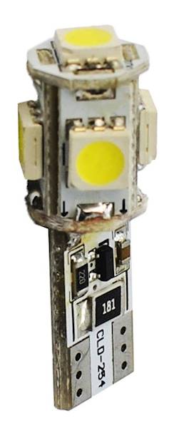 DIODA LED L321 - W5W 5XSMD5050 CANBUS BIAŁA