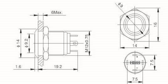PRZEŁĄCZNIK PBW-12APW BIST 2A 250V  BEZ RINGU