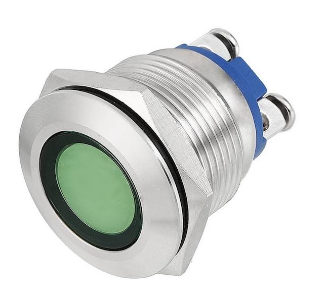 KONTROLKA LED 18mm 230V METAL ZIELONA