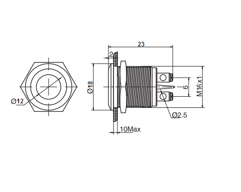 KONTROLKA LED 18mm 230V METAL ZIELONA