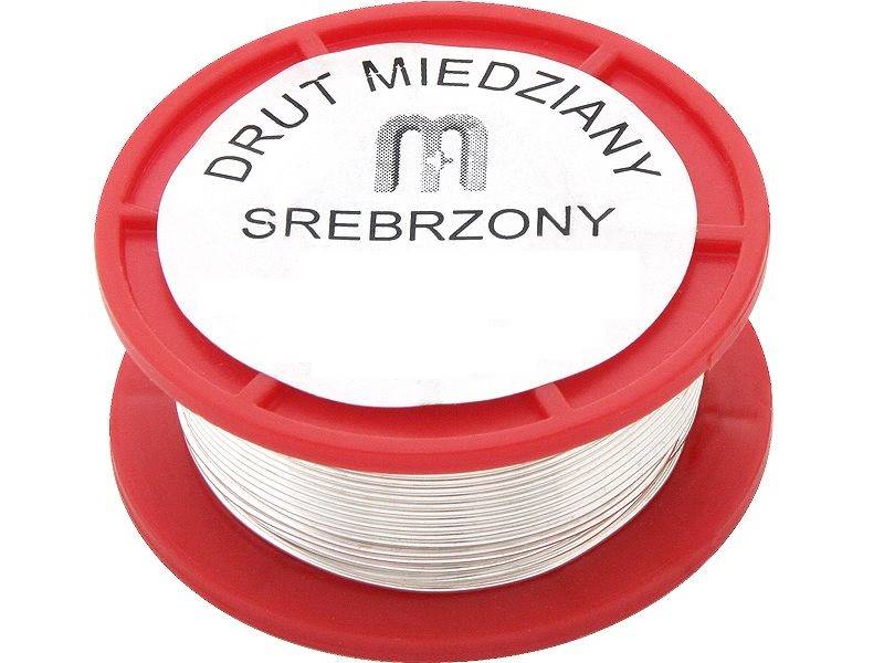 DRUT MIEDZIANY SREBRZONY 0.5mm 100g ''SREBRZANKA'