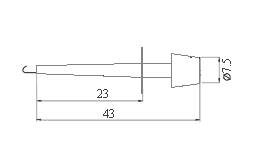 CHWYTAK POMIAROWY HACZYK L=43MM CZERWONY