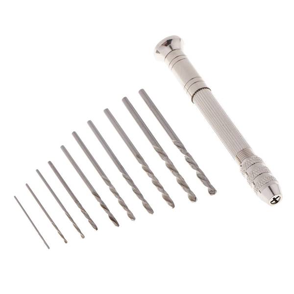 KOMPLET 10 WIERTEŁ 0.8mm~3mm + UCHWYT