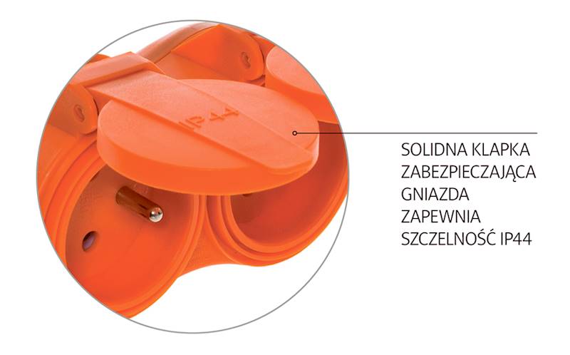 ROZGAŁĘŹNIK PODWÓJNY 2x2P+Z, 16A, 250V; IP 44 