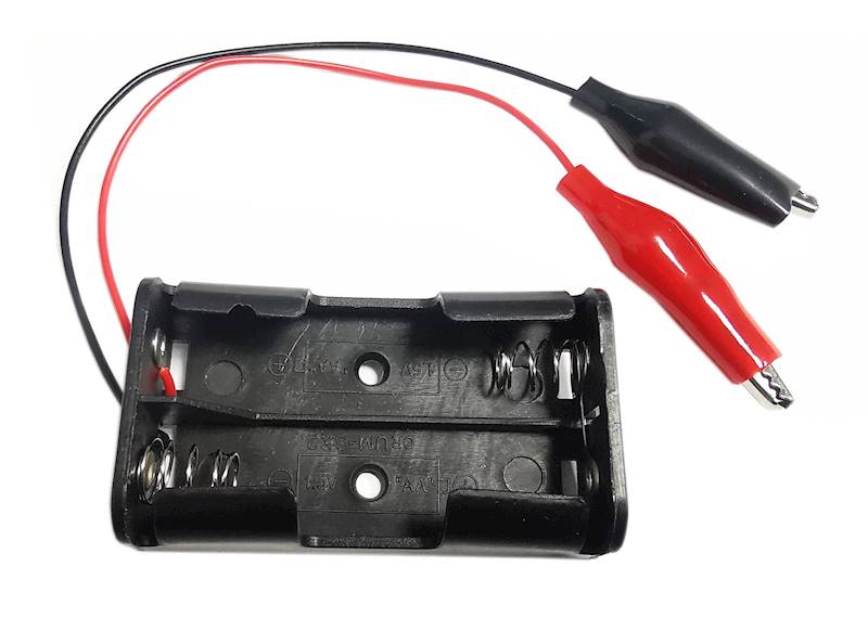 KOSZYK NA 2 BATERIE AA 1.5V Z KROKODYLKAMI 2xR6