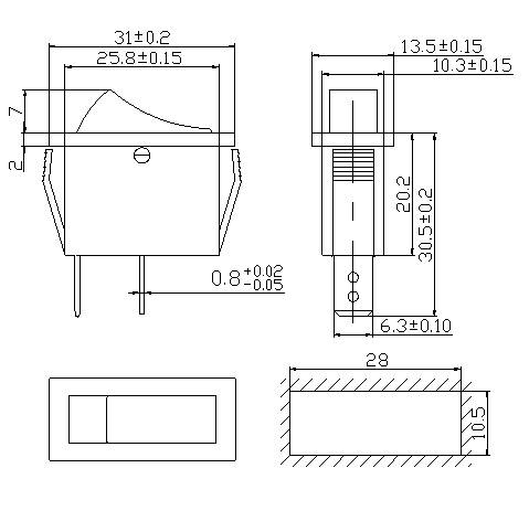 RS101-16C3L 15A 250V ZIELONY POJEDYNCZY ON-OFF 