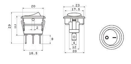 PRZEŁĄCZNIK OKRĄGŁY 1A 250V ON-OFF-ON