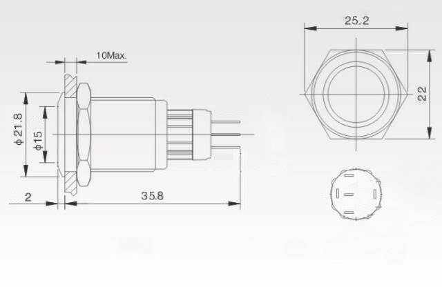PRZEŁĄCZNIK PBW-19BP MONOSTABILNY 2A 250V ZIELONY