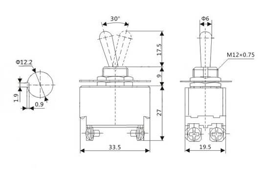 PRZEŁĄCZNIK KN3C-202 5A 250V ON-ON