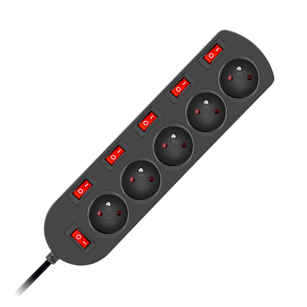 PRZEDŁUŻACZ 3x1mm 5 GNIAZD + 6 WYŁ. 1,5m EPS-501