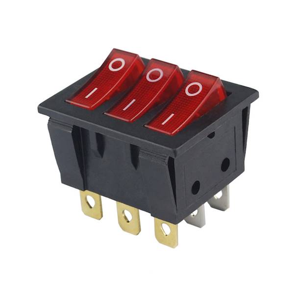 KCD3-303L KLAWISZOWY 16A 250V POTRÓJNY ON-OFF 