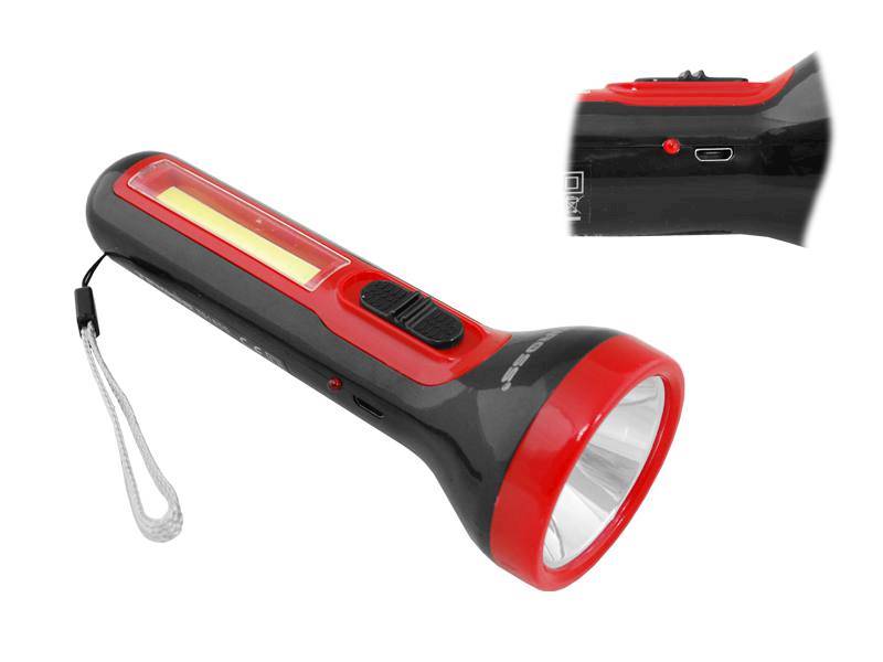 LATARKA RĘCZNA LED 3W+COB 3W Z AKUM.1200mAh