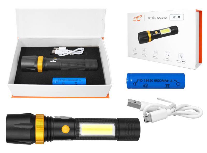 LATARKA RĘCZNA LTC LED COB 6W/3W AKUM.6800mAh