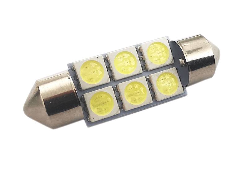 ŻARÓWKA LED 12V C5W 0.7W BIAŁA 11X36mm 