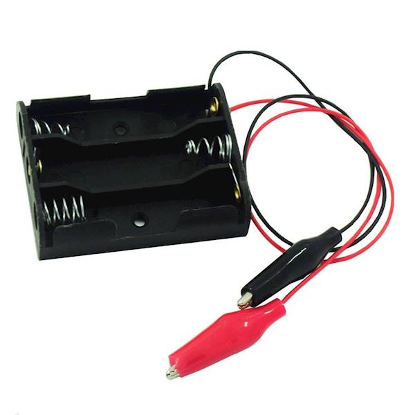 KOSZYK NA 3 BATERIE AA 1.5V Z KROKODYLKAMI