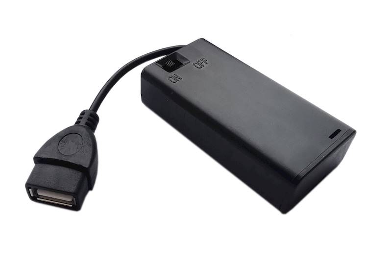 KOSZYK NA 2 BATERIE TYPY AA R6 Z WYŁ. USB