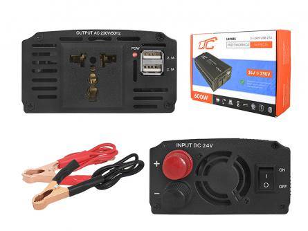 PRZETWORNICA 24V/230V 600W + 2xUSB 2.1A