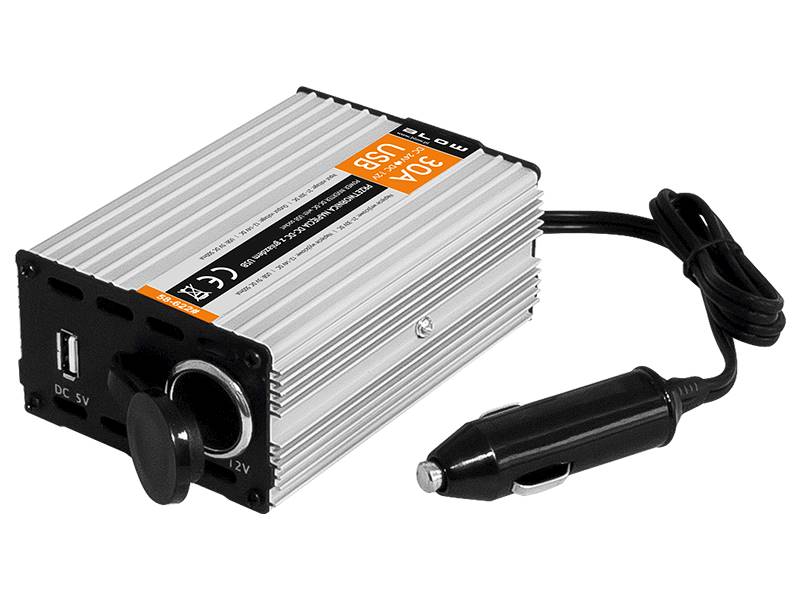 PRZETWORNICA 24V/12V 30A Z GNIAZDEM USB / 58-622