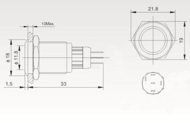 PRZYCISK PBW-16APP BISTABILNY 2A 250V Z NIEB.PODŚW