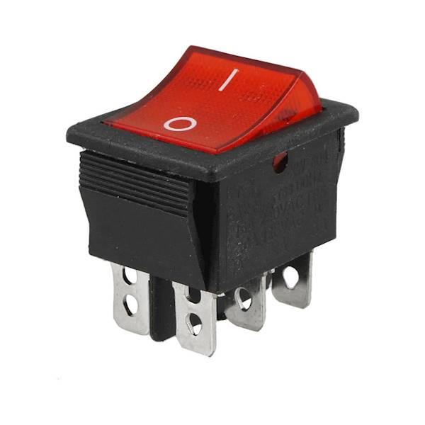 KCD6 CHWILOWY 15A 250V PODWÓJNY (ON)-OFF CZERWONY