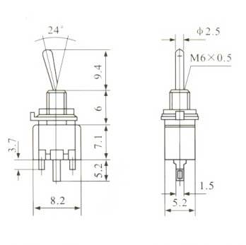 PRZEŁĄCZNIK SMTS102 1A 250V POJED. ON-ON