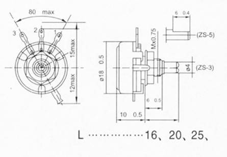 POTENCJOMETR OBROTOWY 0.5W 47K Ohm B (LINIOWY) 