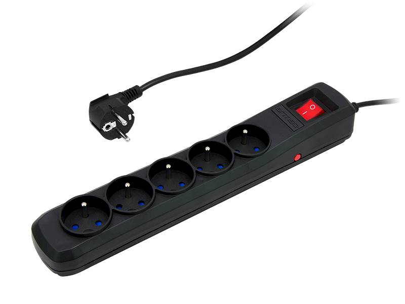 PRZEDŁUŻACZ FILTR SIECIOWY 1,5m ARC-5 CZARNY 