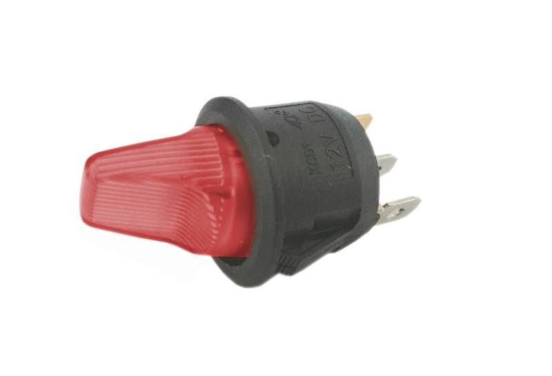PRZEŁĄCZNIK HEBELKOWY KCD1-101R PODŚW.CZERW 12V