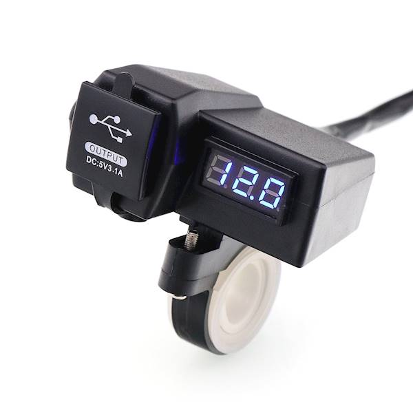 ŁADOWARKA MOTOCYKL. 2xUSB 3.1A + WOLT. NIEB