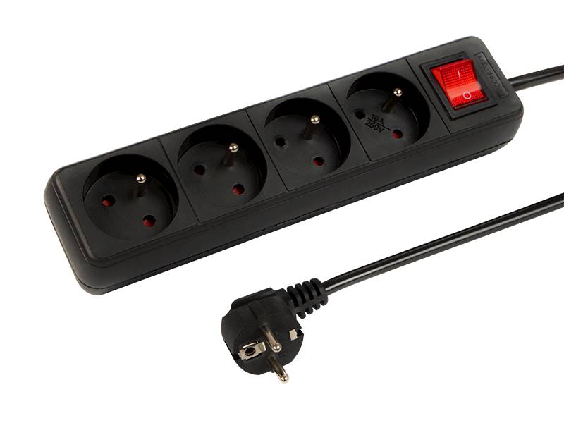 PRZEDŁUŻACZ SIECIOWY 5m 4-GNIAZDA 3x1,5mm + WYŁ.