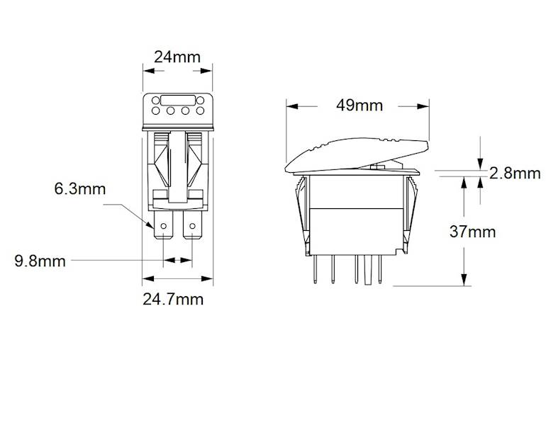PRZŁĄCZNIK CARLING 12-24V ON-OFF NIEBIESKIE