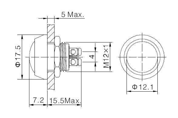 PRZYCISK PBWC-12B MONOSTAB.OKR. 2A 250V NIEBIESKI