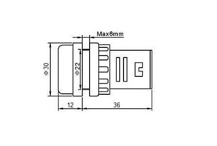 WOLTOMIERZ LED 30mm 24-500VAC CZERWONY