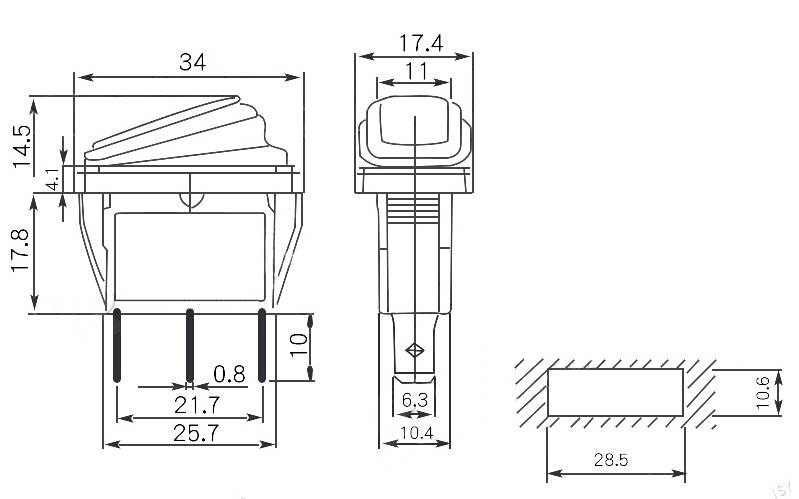 PRZEŁĄCZNIK KCD3-B 16A 250V CZARNY ON-ON IP65