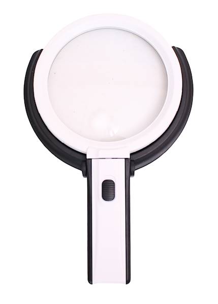 LUPA RĘCZNA ZE STOPKĄ 138mm/1,8x 25mm/5x Z PODŚW.